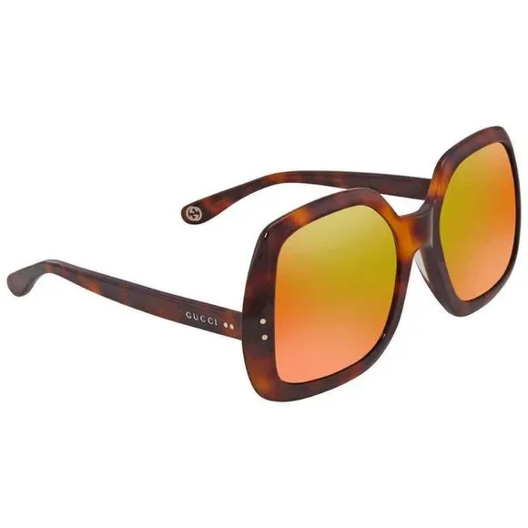 NEW Gucci Orange and Havana Round Women\'s Sunglasses Gucci Acetate Round Sunglasses GG2410S Havana 1805485  main image 3